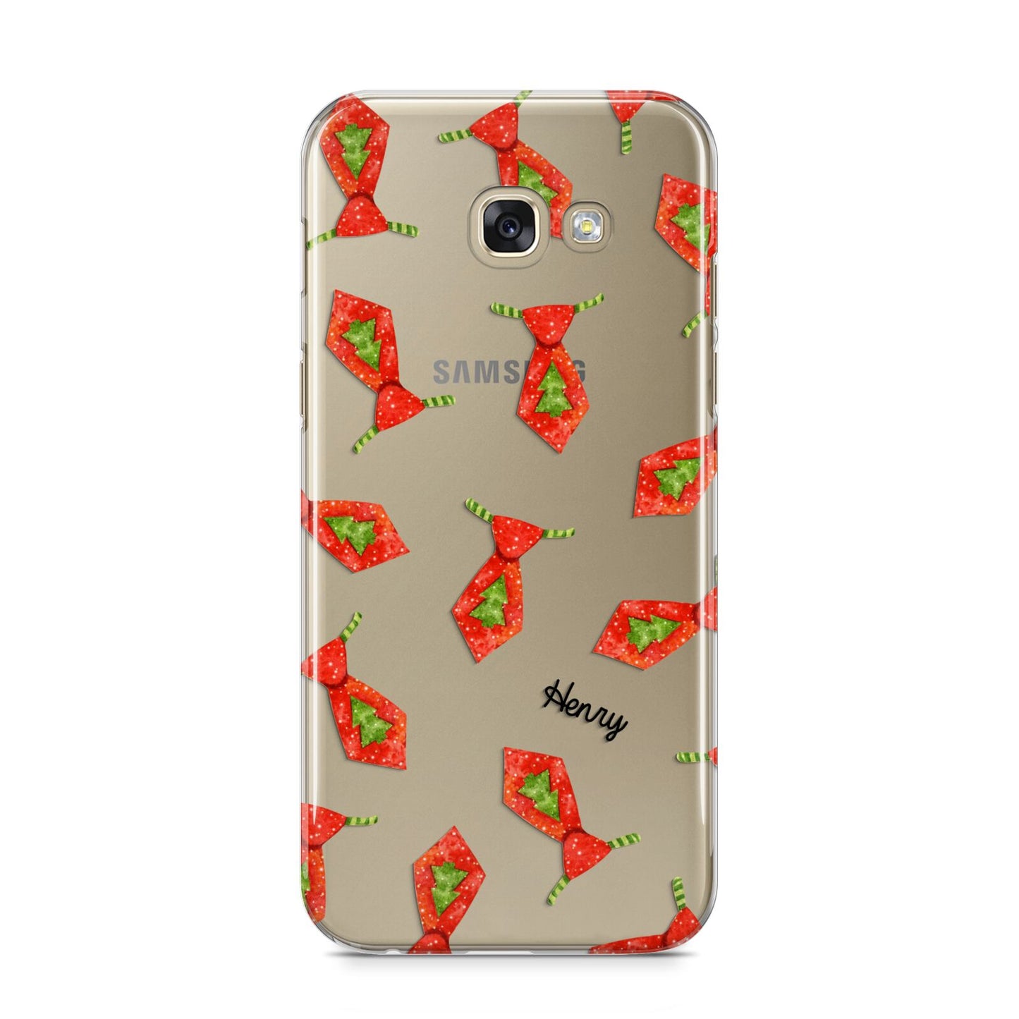 Christmas Tie Pattern Samsung Galaxy A5 2017 Case on gold phone