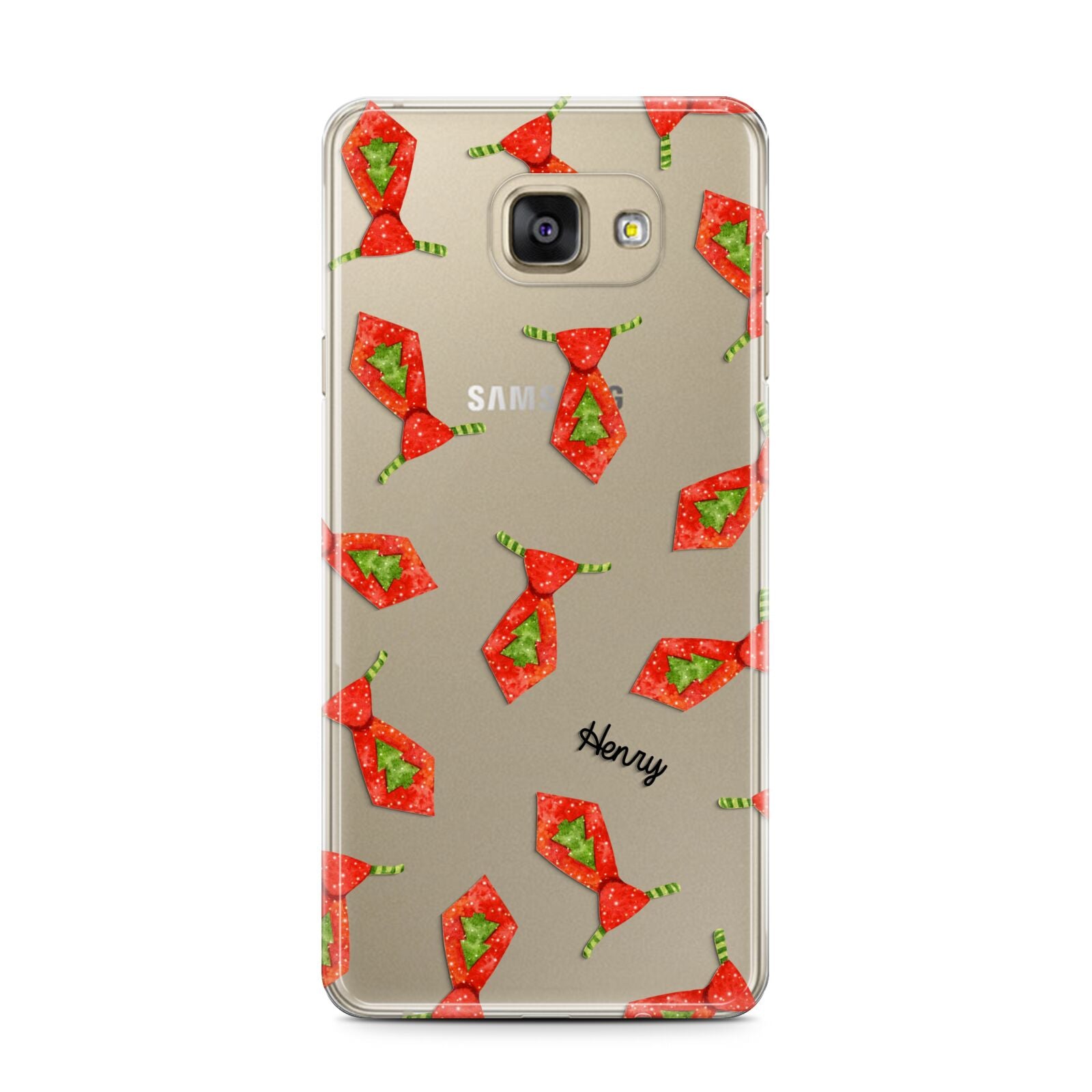 Christmas Tie Pattern Samsung Galaxy A7 2016 Case on gold phone