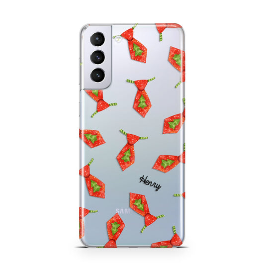 Christmas Tie Pattern Samsung S21 Plus Phone Case