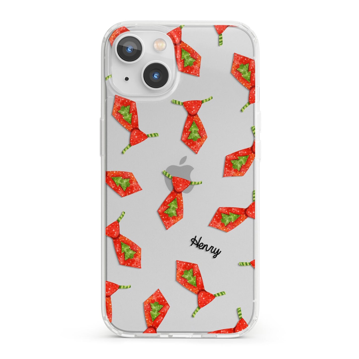 Christmas Tie Pattern iPhone 13 Clear Bumper Case