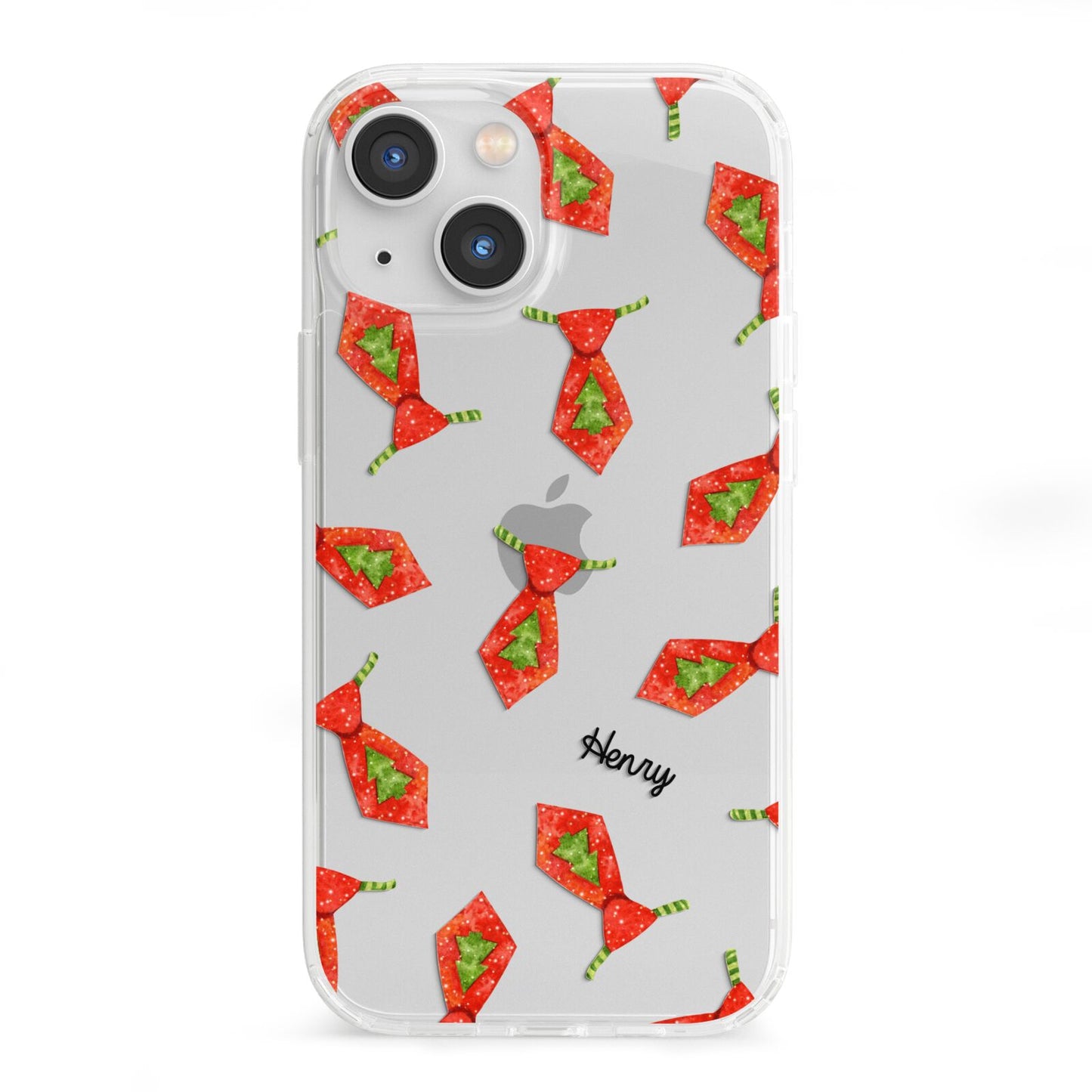 Christmas Tie Pattern iPhone 13 Mini Clear Bumper Case