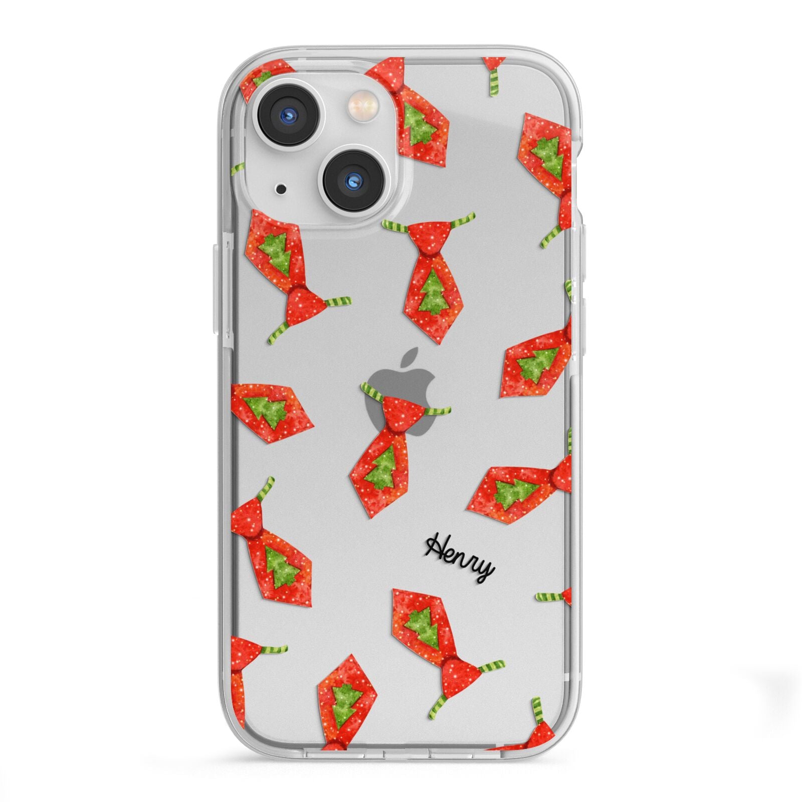 Christmas Tie Pattern iPhone 13 Mini TPU Impact Case with White Edges