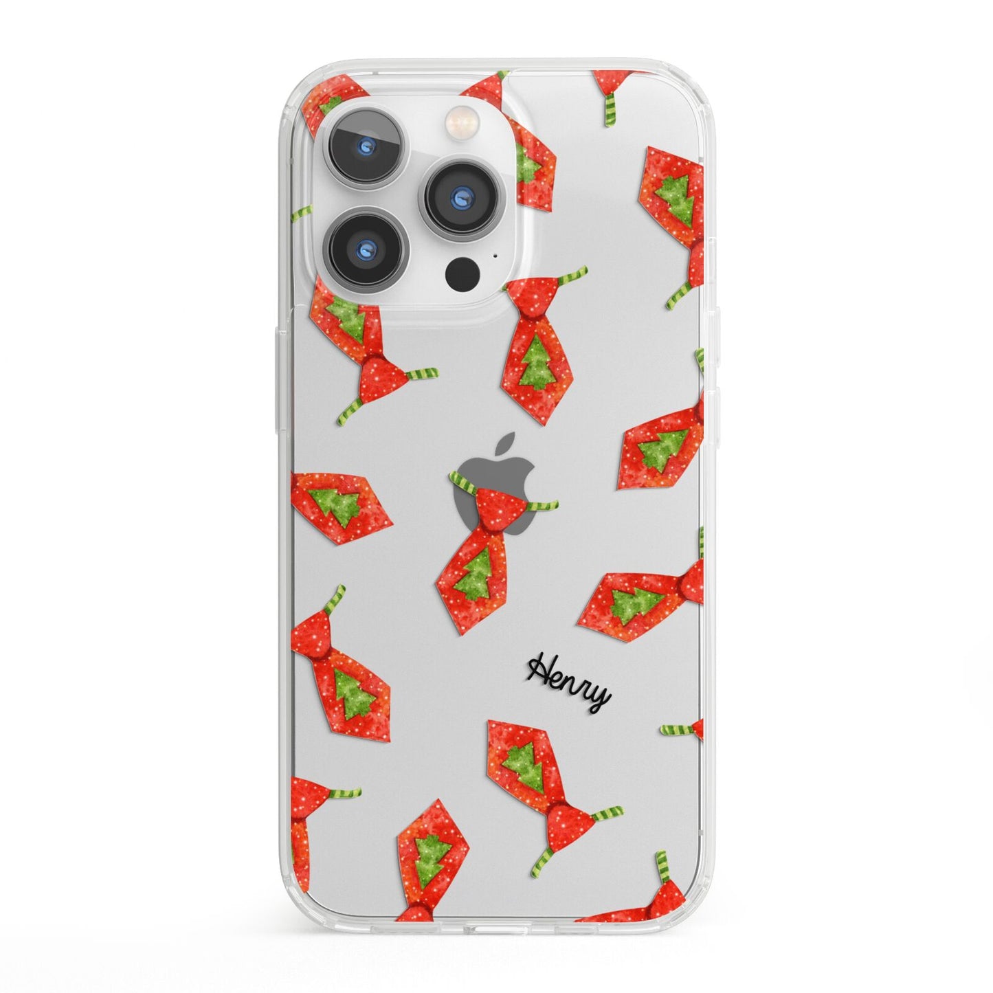 Christmas Tie Pattern iPhone 13 Pro Clear Bumper Case