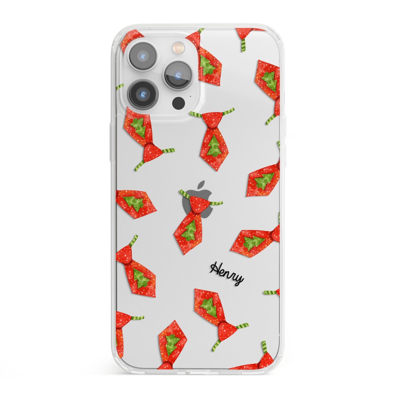 Christmas Tie Pattern iPhone 13 Pro Max Clear Bumper Case