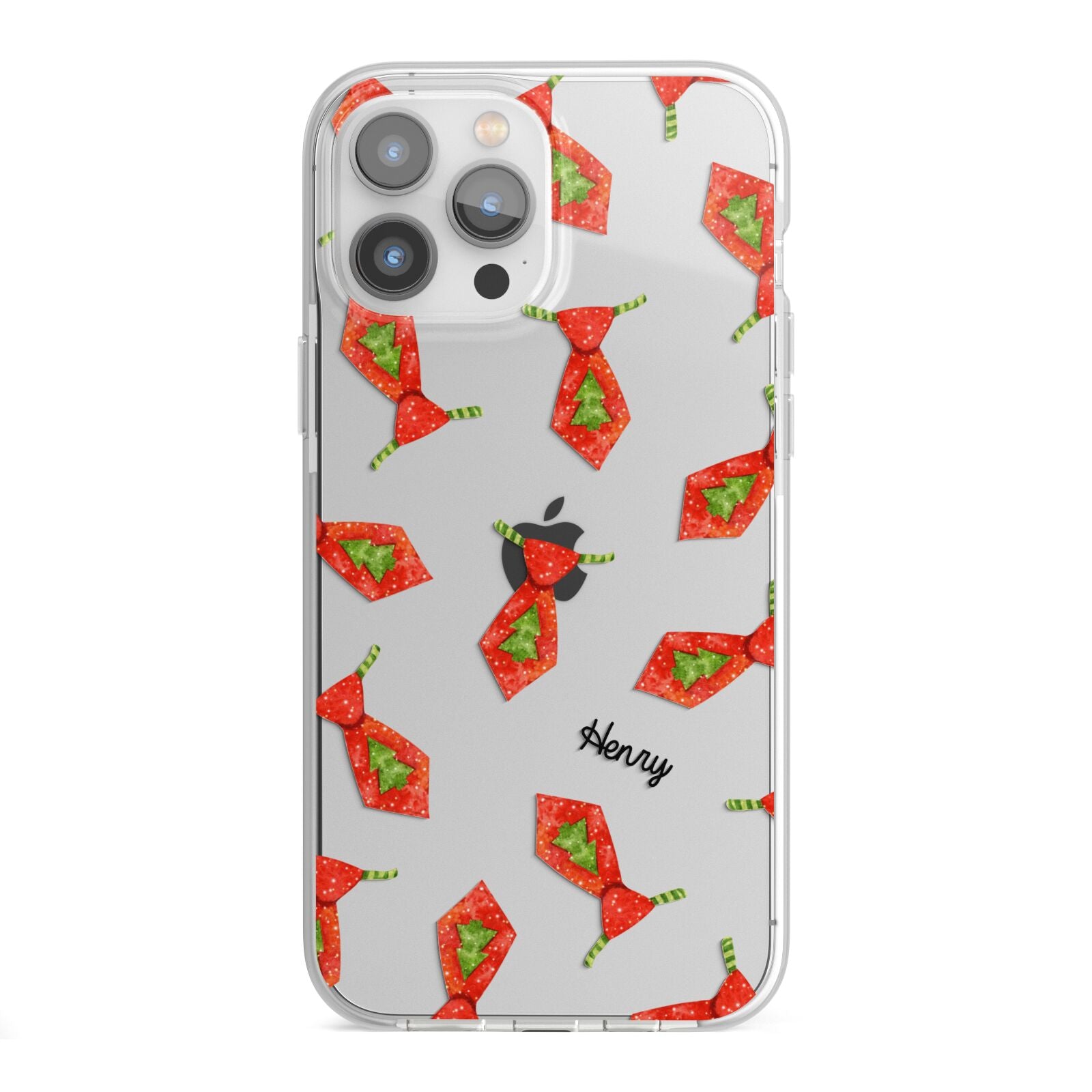 Christmas Tie Pattern iPhone 13 Pro Max TPU Impact Case with White Edges