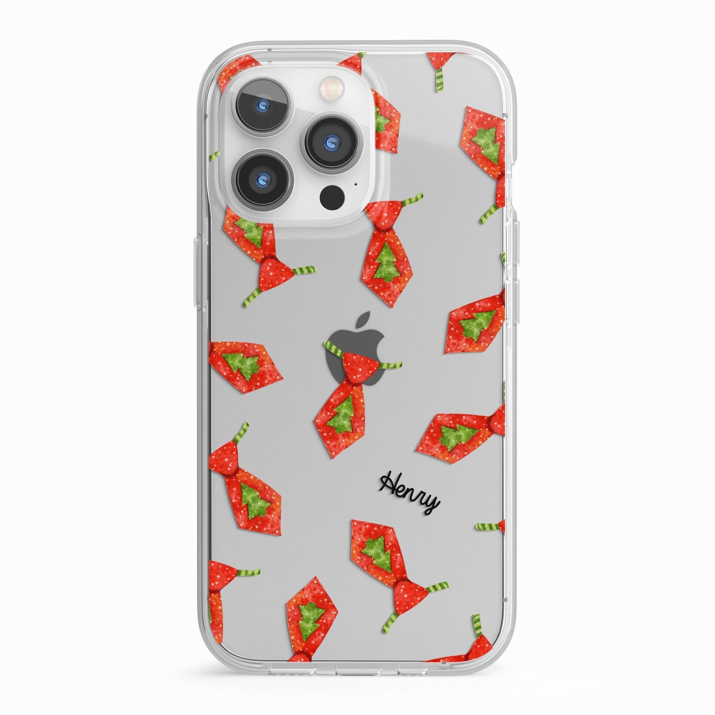 Christmas Tie Pattern iPhone 13 Pro TPU Impact Case with White Edges