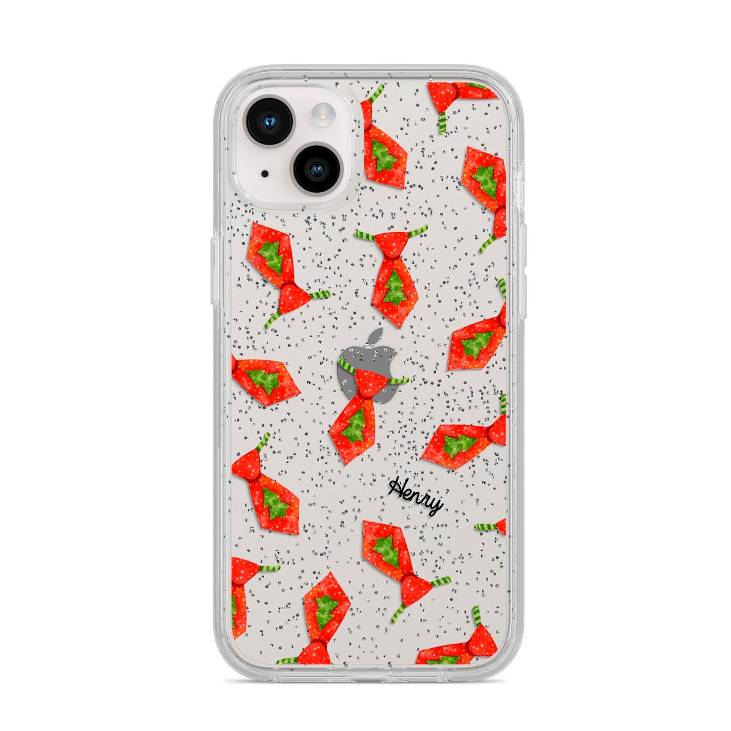 Christmas Tie Pattern iPhone 14 Plus Glitter Tough Case Starlight