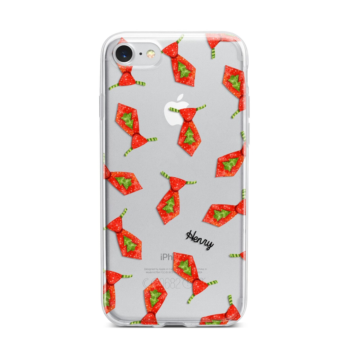 Christmas Tie Pattern iPhone 7 Bumper Case on Silver iPhone