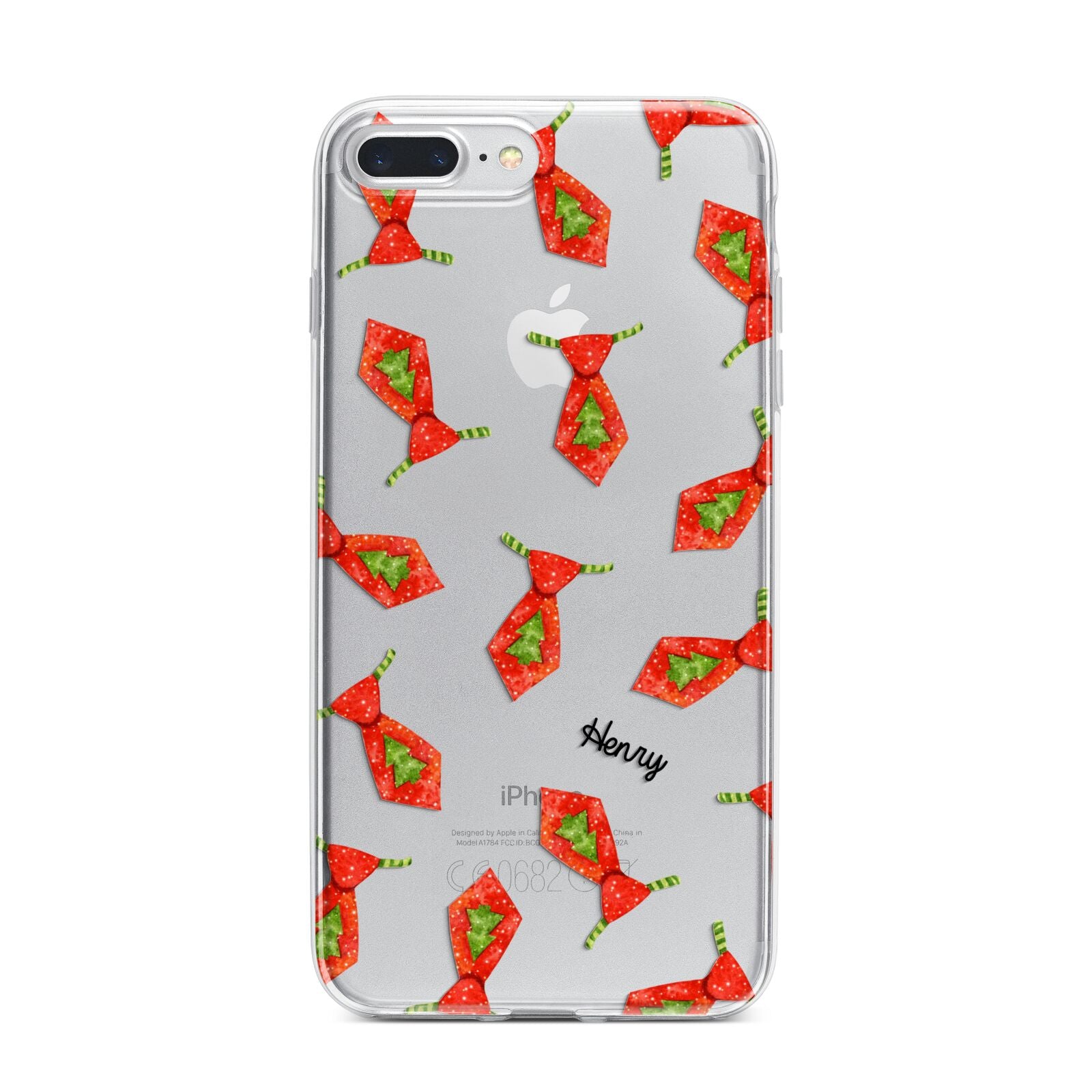 Christmas Tie Pattern iPhone 7 Plus Bumper Case on Silver iPhone