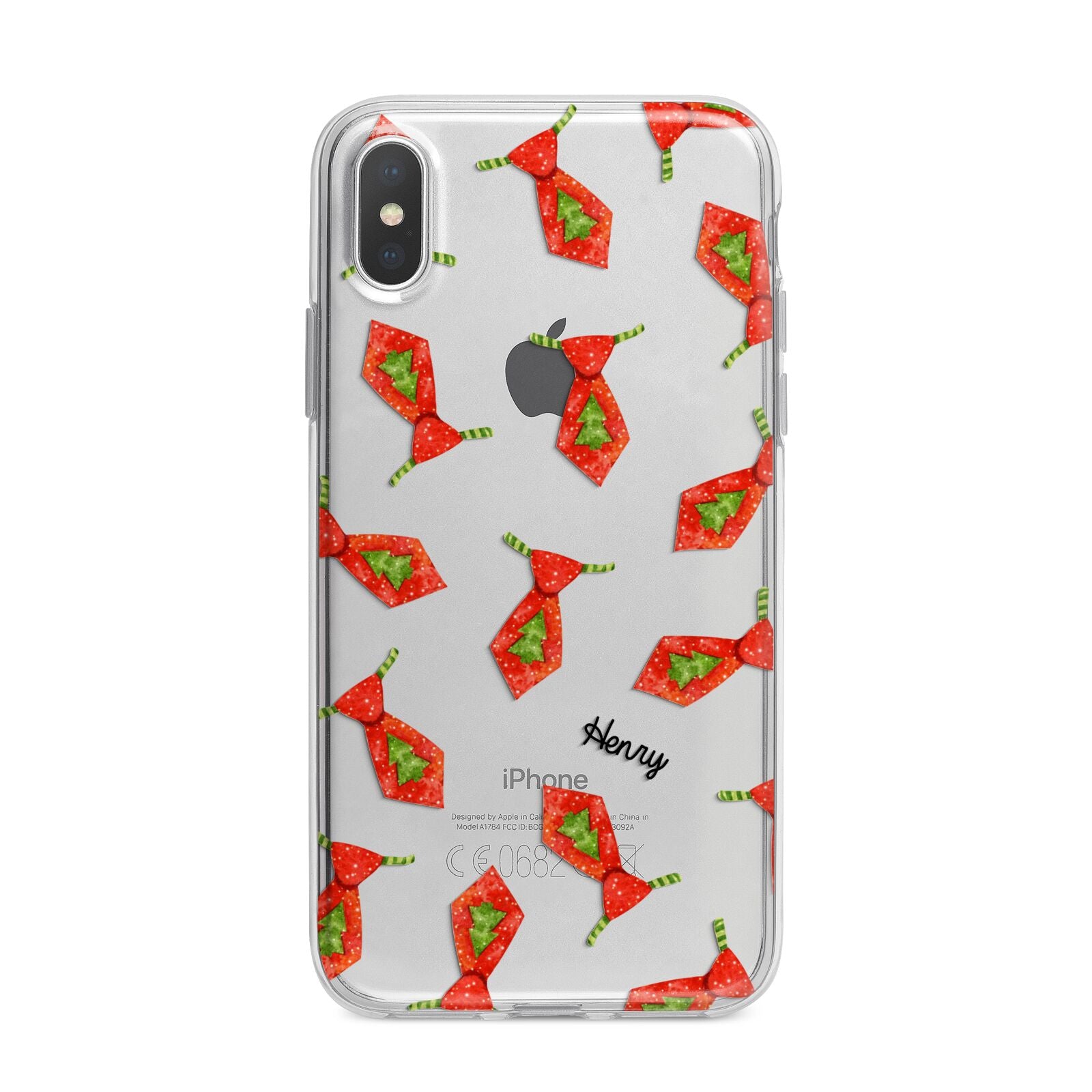 Christmas Tie Pattern iPhone X Bumper Case on Silver iPhone Alternative Image 1