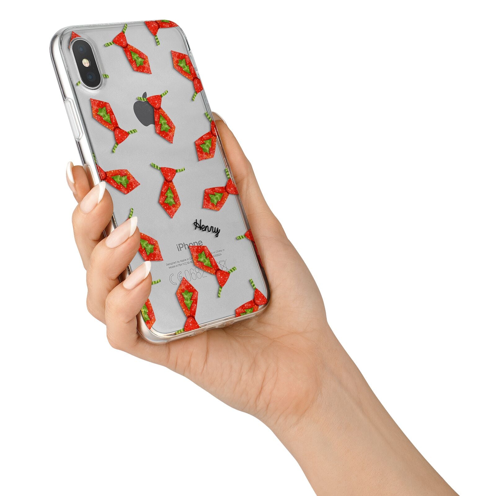 Christmas Tie Pattern iPhone X Bumper Case on Silver iPhone Alternative Image 2