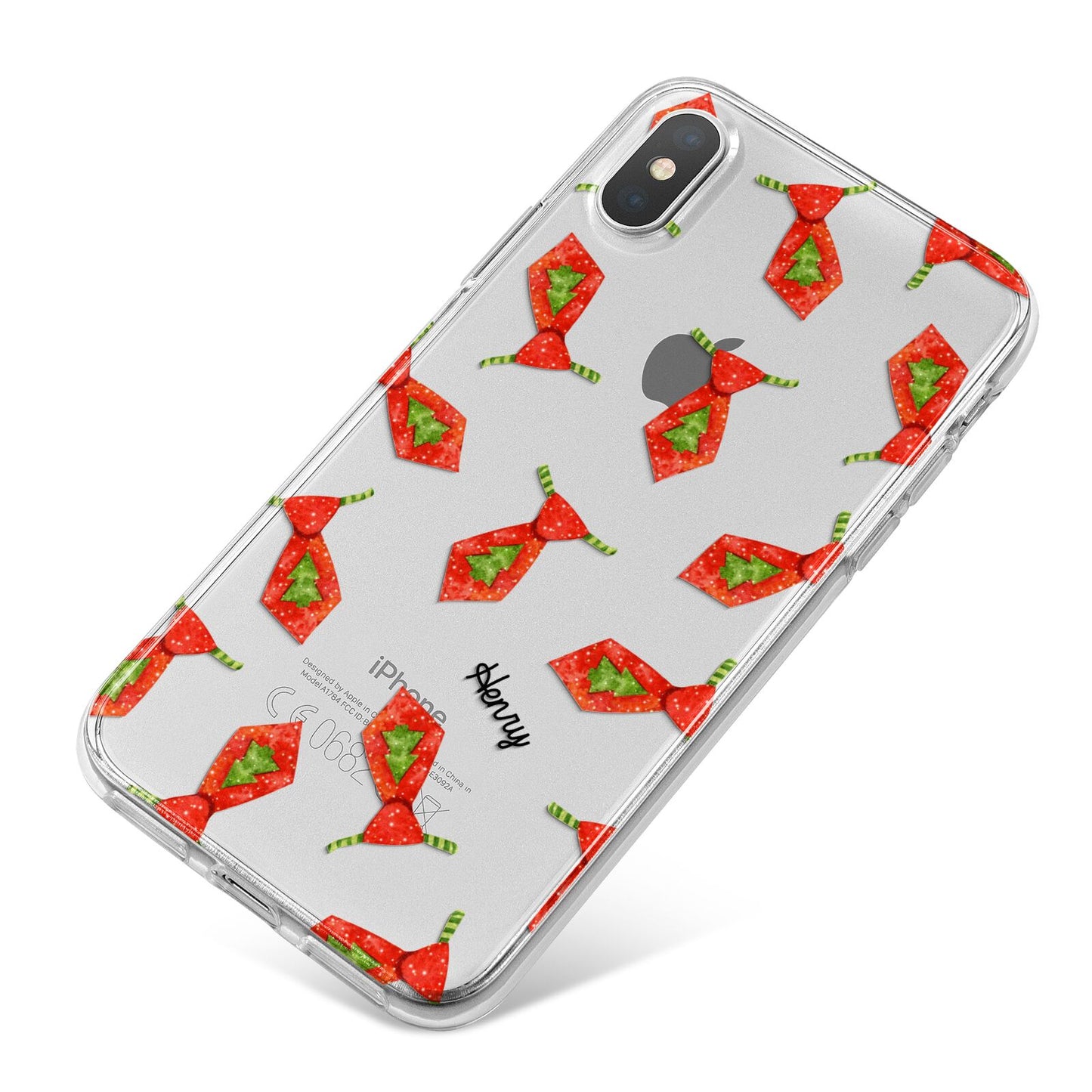 Christmas Tie Pattern iPhone X Bumper Case on Silver iPhone