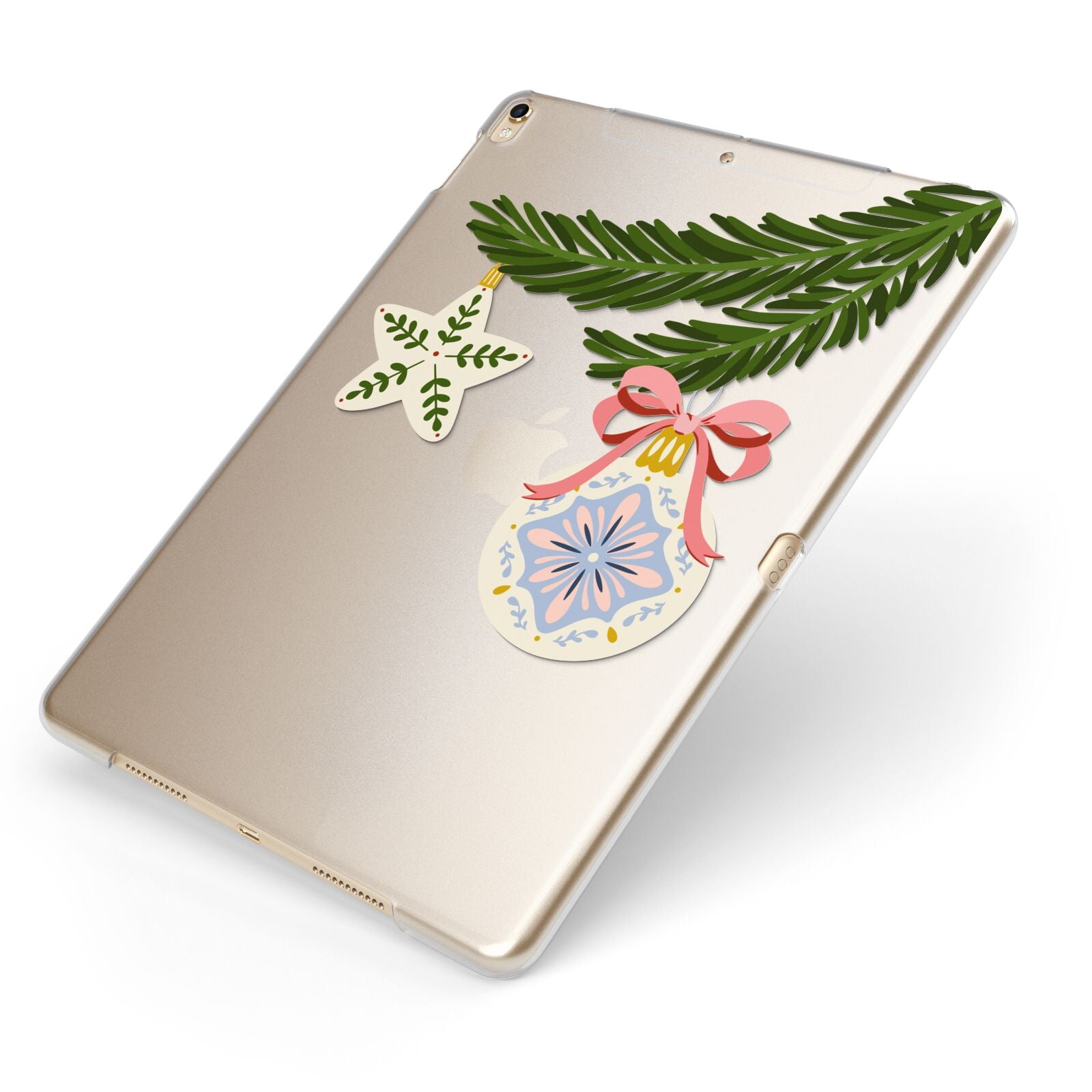 Christmas Tree Branch Apple iPad Case on Gold iPad Side View