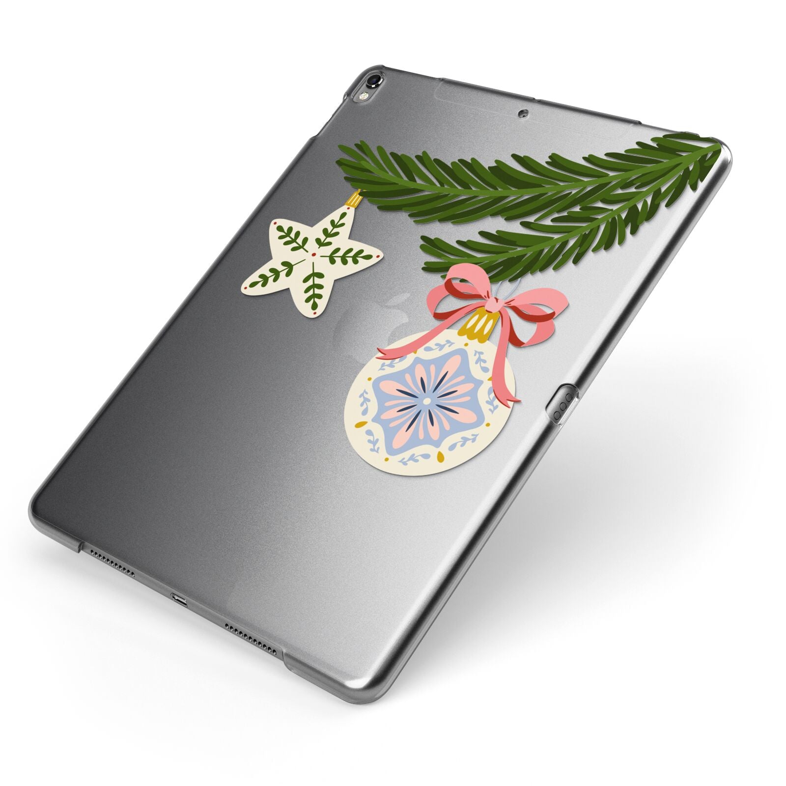 Christmas Tree Branch Apple iPad Case on Grey iPad Side View