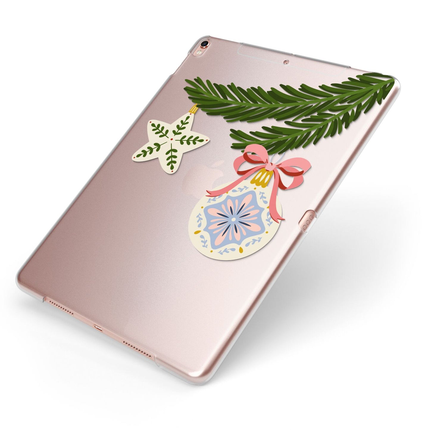 Christmas Tree Branch Apple iPad Case on Rose Gold iPad Side View