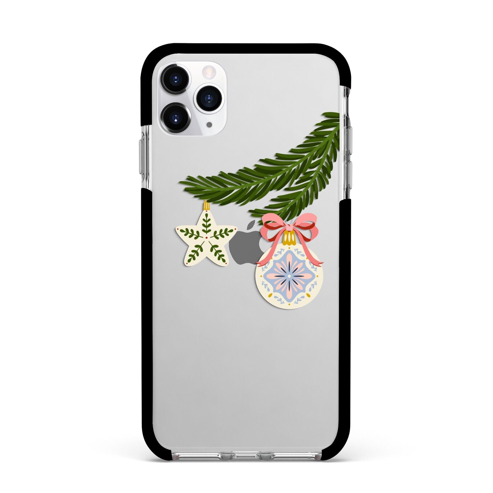 Christmas Tree Branch Apple iPhone 11 Pro Max in Silver with Black Impact Case