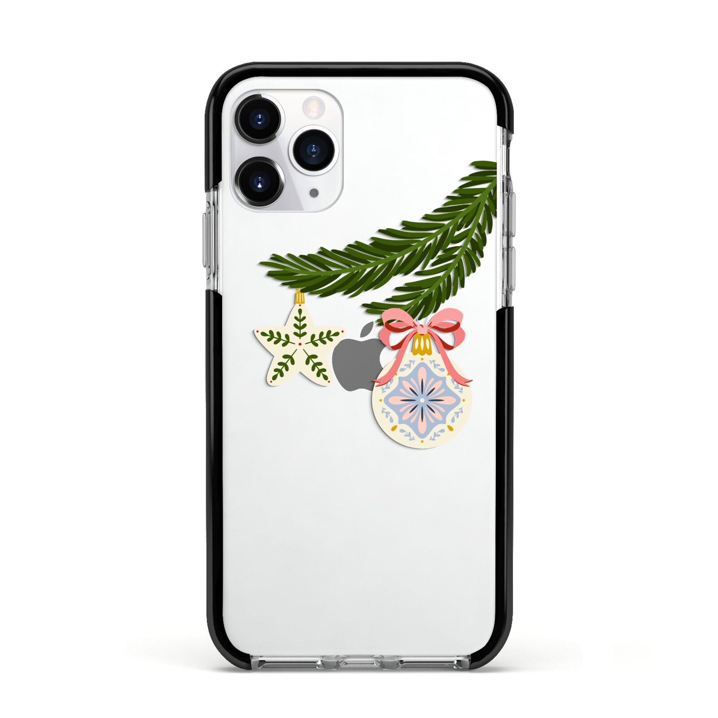 Christmas Tree Branch Apple iPhone 11 Pro in Silver with Black Impact Case