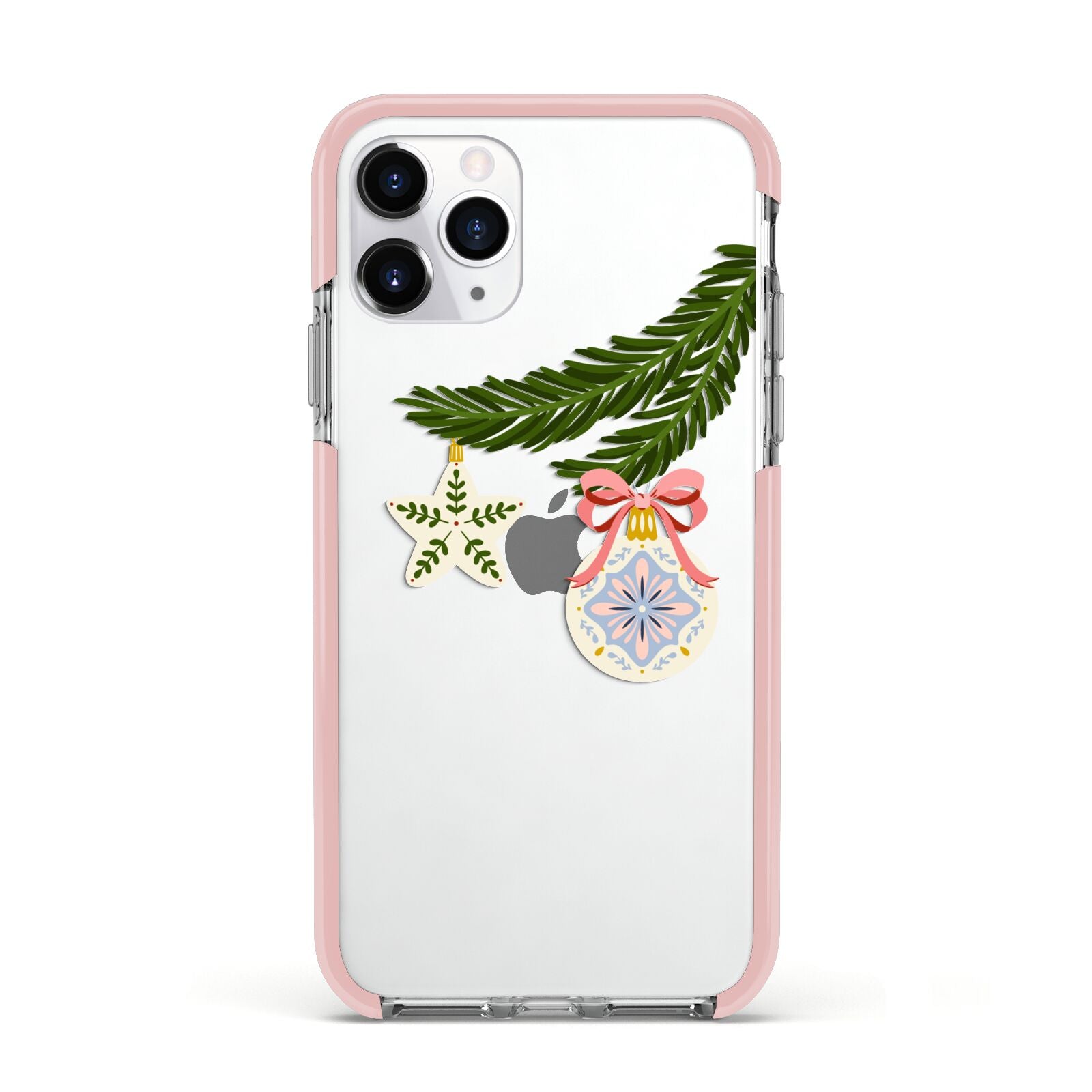 Christmas Tree Branch Apple iPhone 11 Pro in Silver with Pink Impact Case