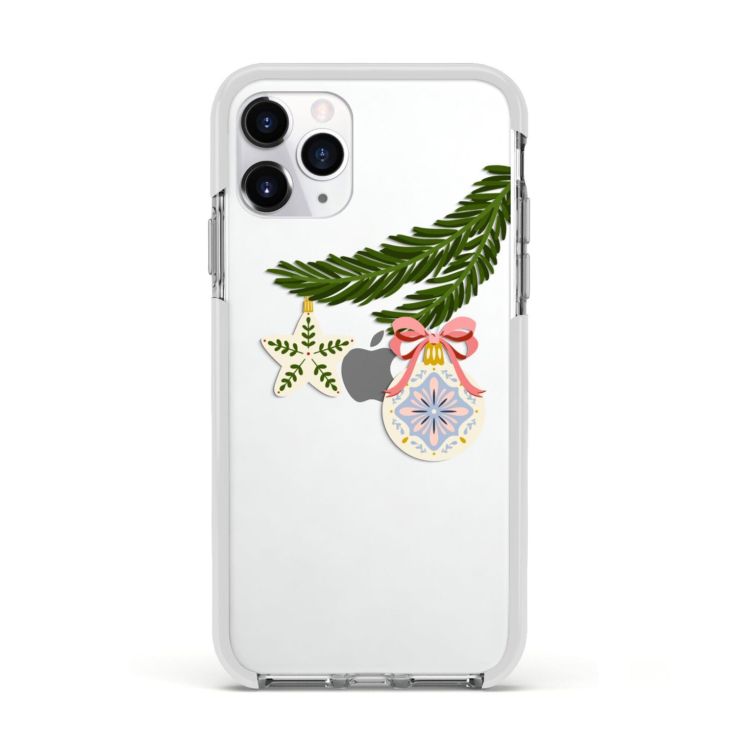 Christmas Tree Branch Apple iPhone 11 Pro in Silver with White Impact Case