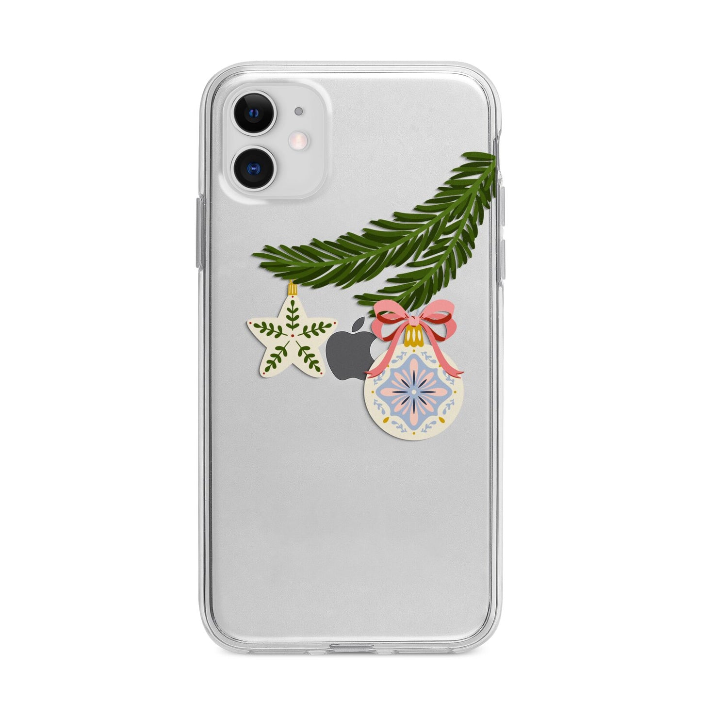 Christmas Tree Branch Apple iPhone 11 in White with Bumper Case