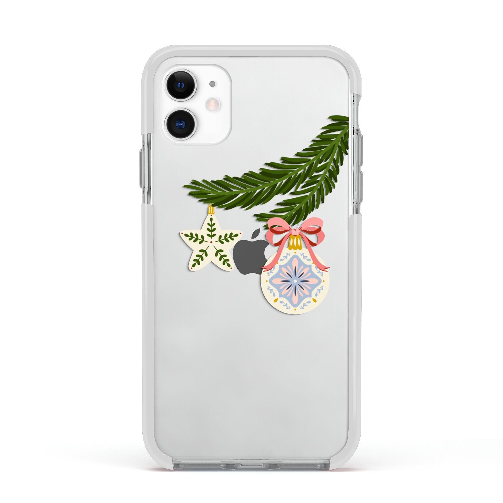 Christmas Tree Branch Apple iPhone 11 in White with White Impact Case