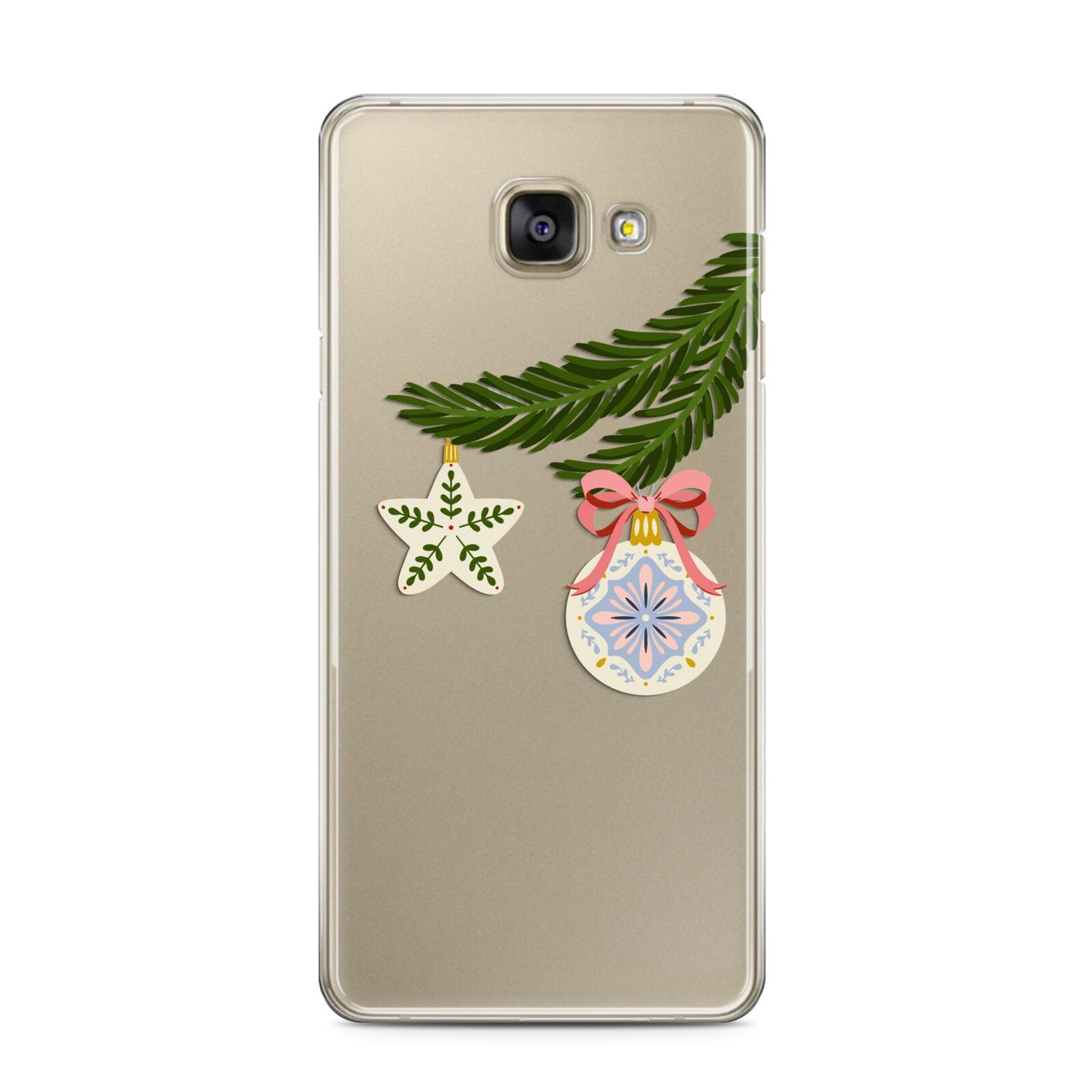 Christmas Tree Branch Samsung Galaxy A3 2016 Case on gold phone