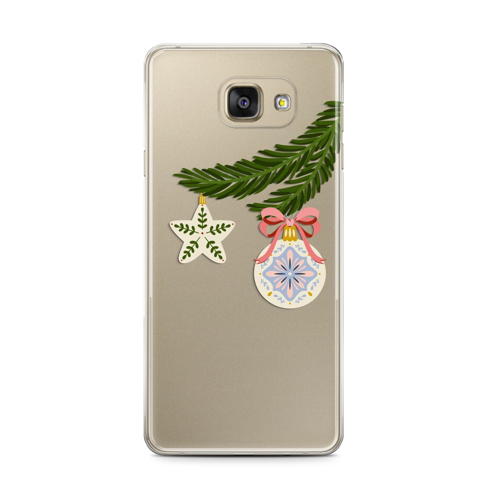 Christmas Tree Branch Samsung Galaxy A7 2016 Case on gold phone