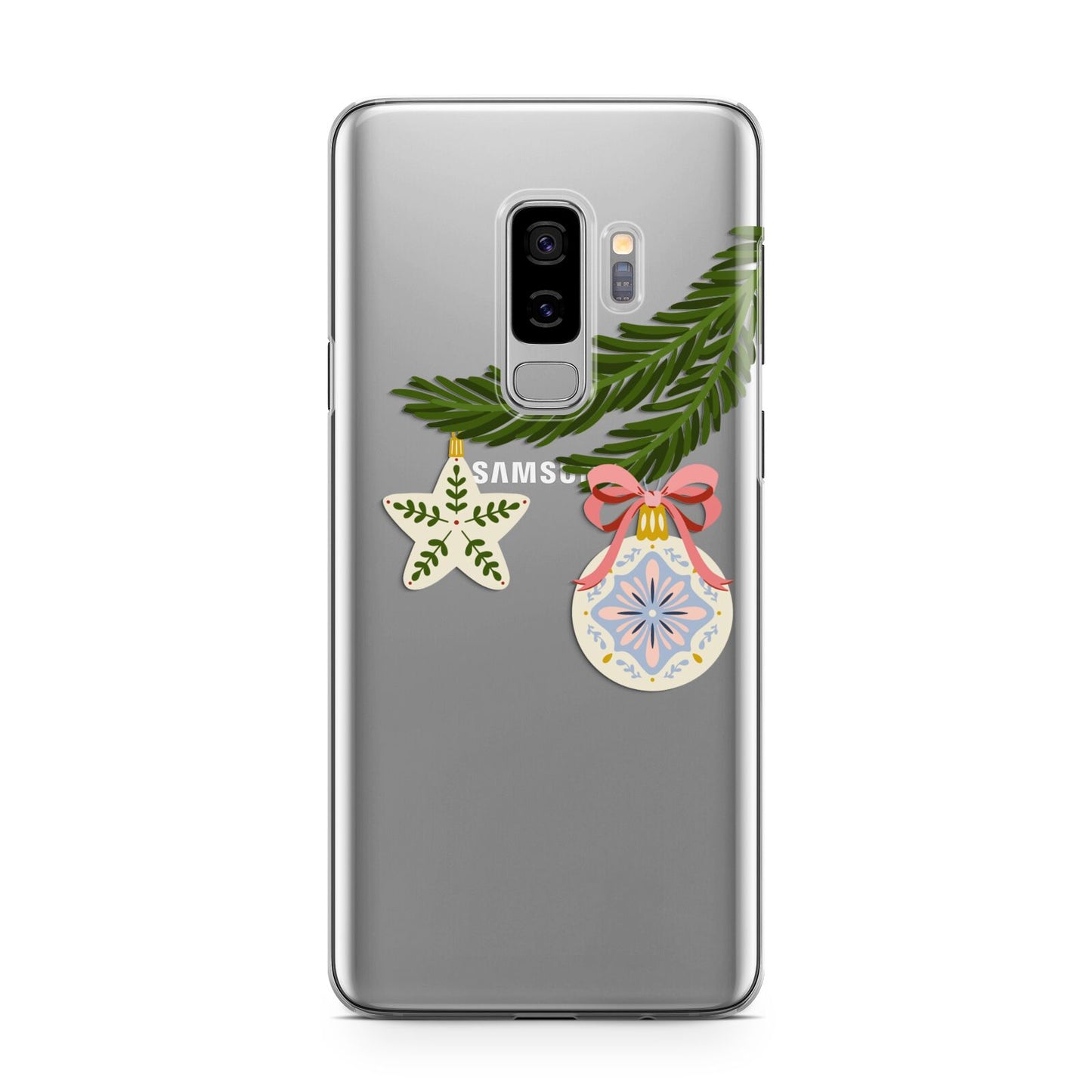 Christmas Tree Branch Samsung Galaxy S9 Plus Case on Silver phone