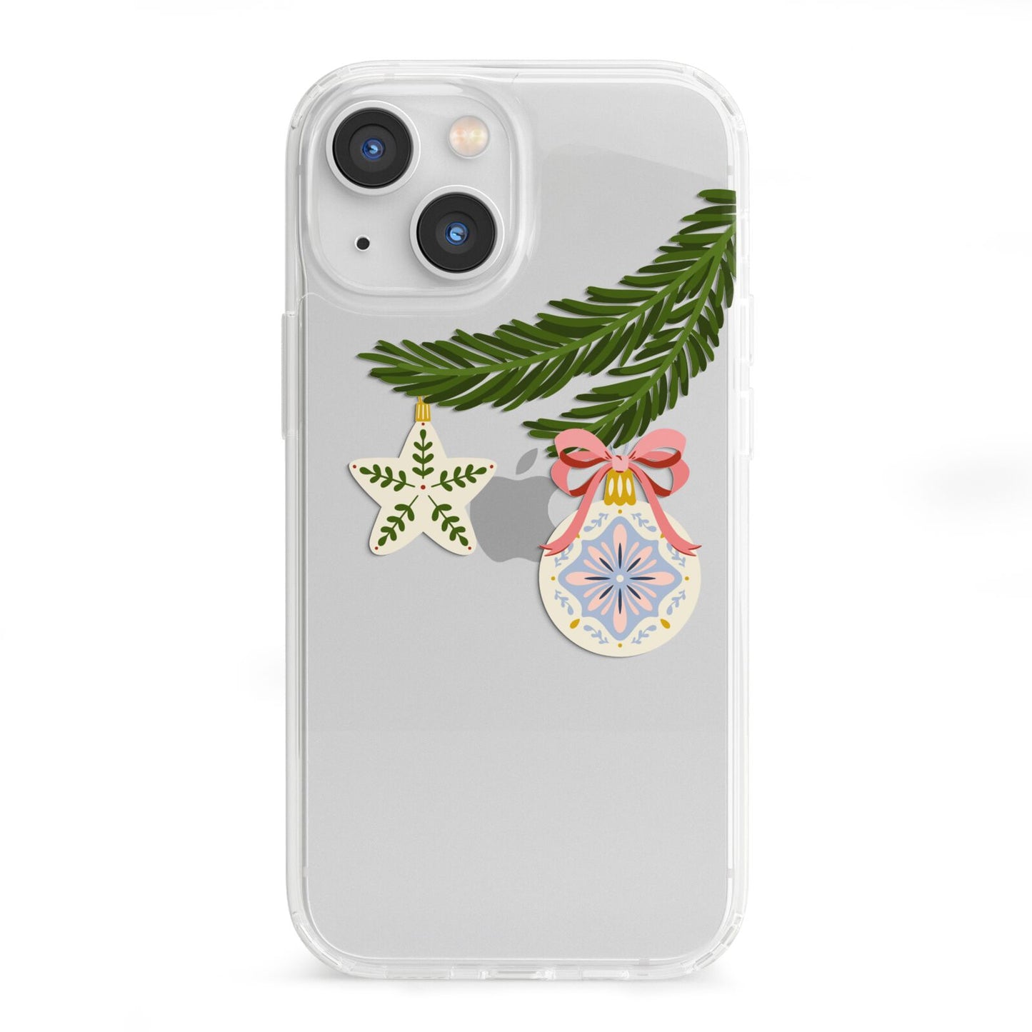 Christmas Tree Branch iPhone 13 Mini Clear Bumper Case