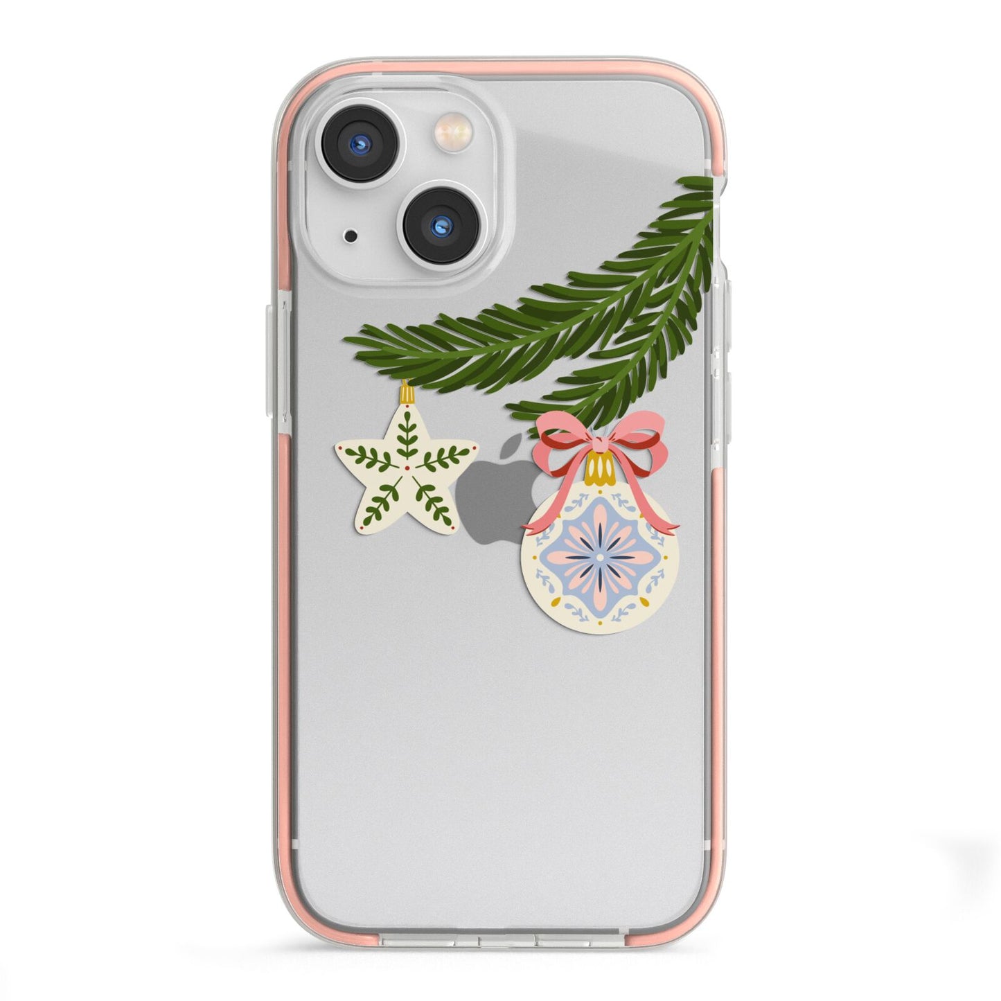 Christmas Tree Branch iPhone 13 Mini TPU Impact Case with Pink Edges