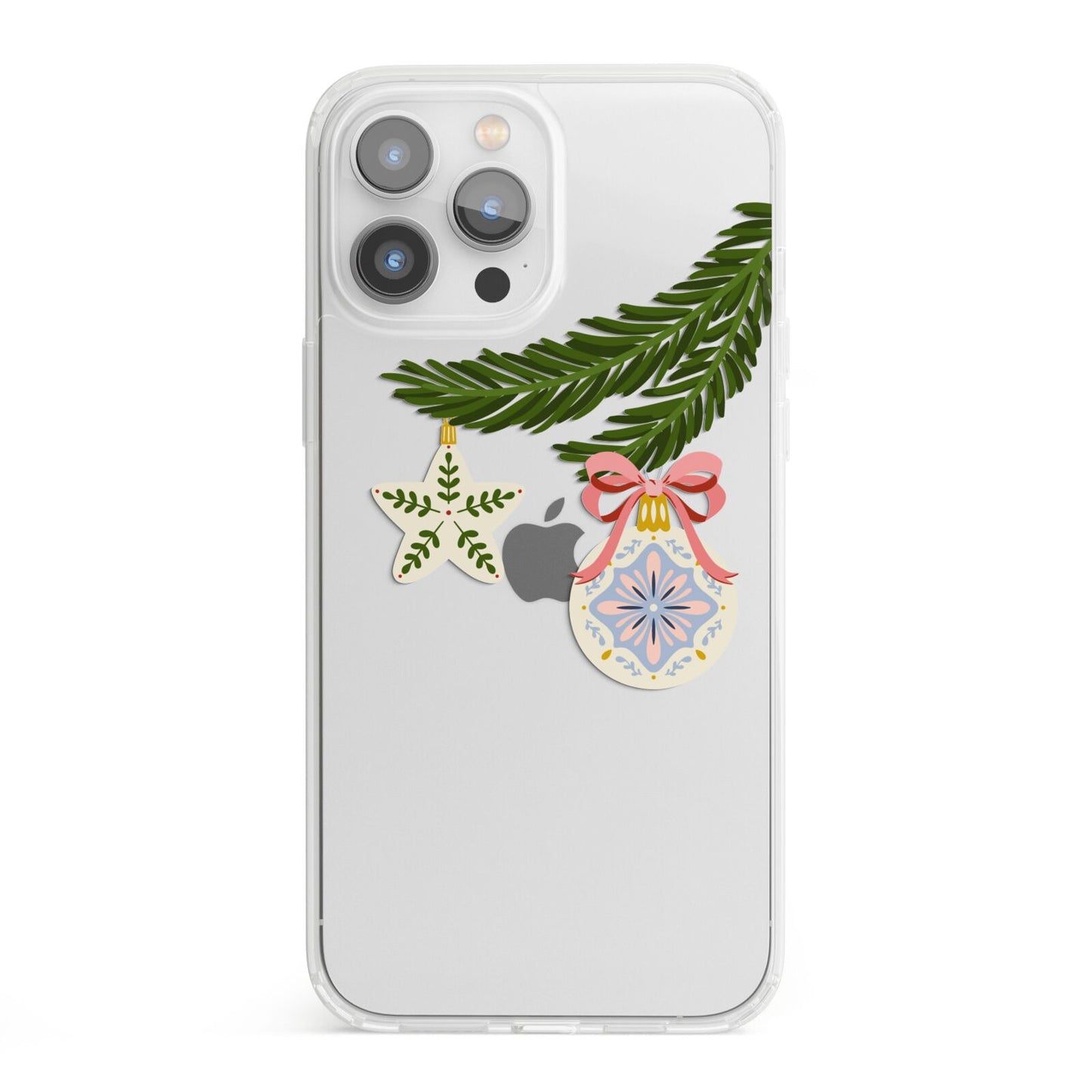 Christmas Tree Branch iPhone 13 Pro Max Clear Bumper Case