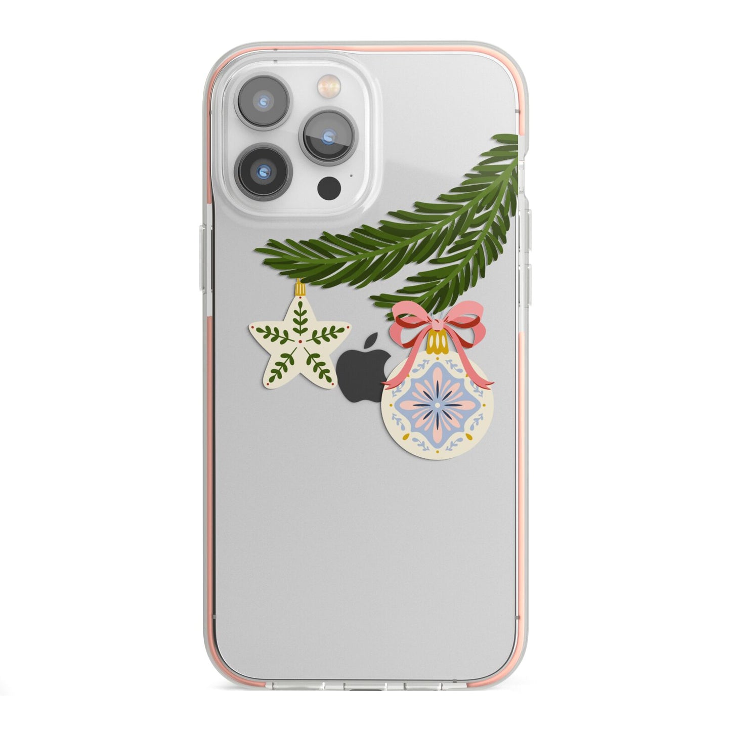 Christmas Tree Branch iPhone 13 Pro Max TPU Impact Case with Pink Edges