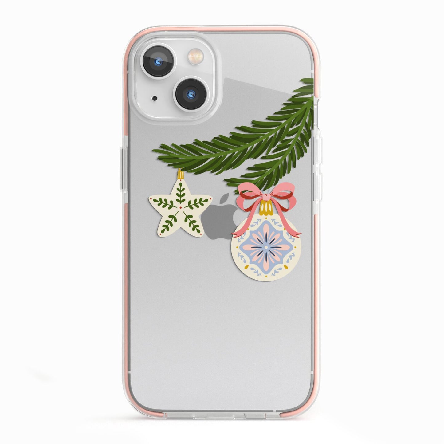 Christmas Tree Branch iPhone 13 TPU Impact Case with Pink Edges