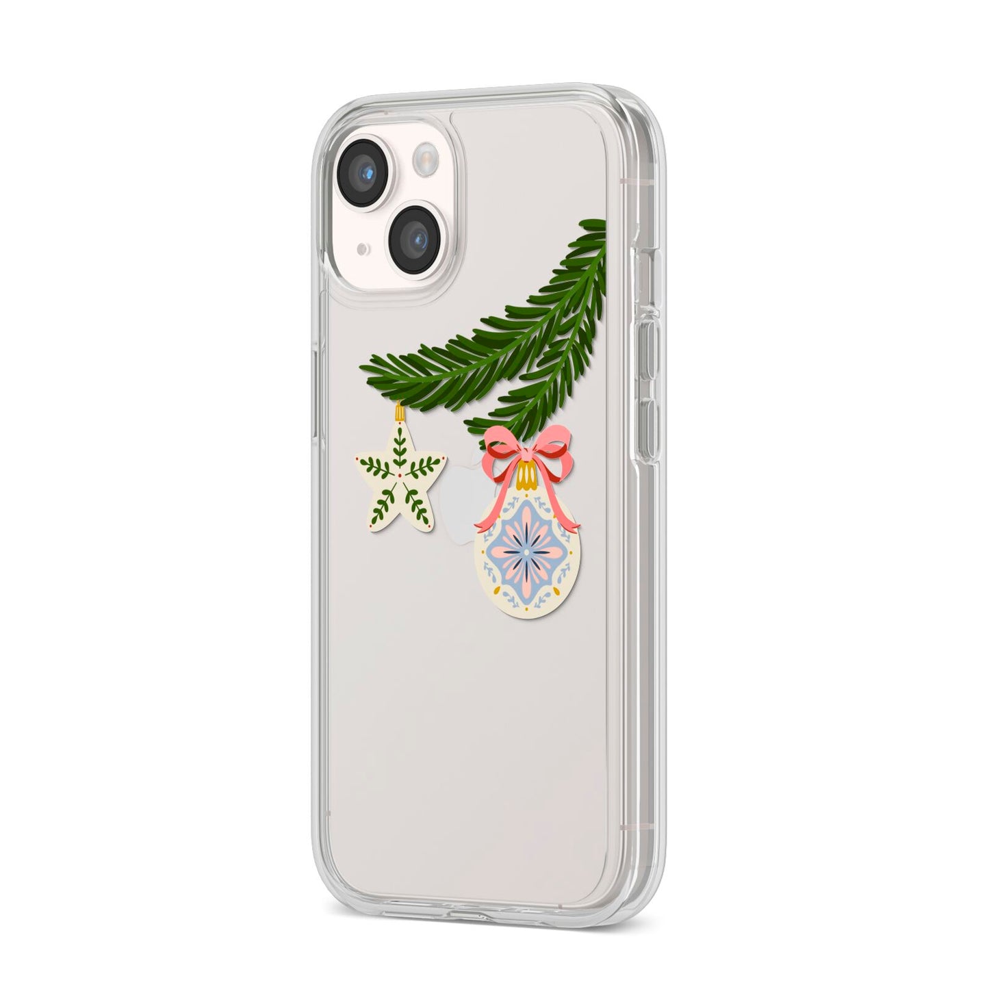 Christmas Tree Branch iPhone 14 Clear Tough Case Starlight Angled Image