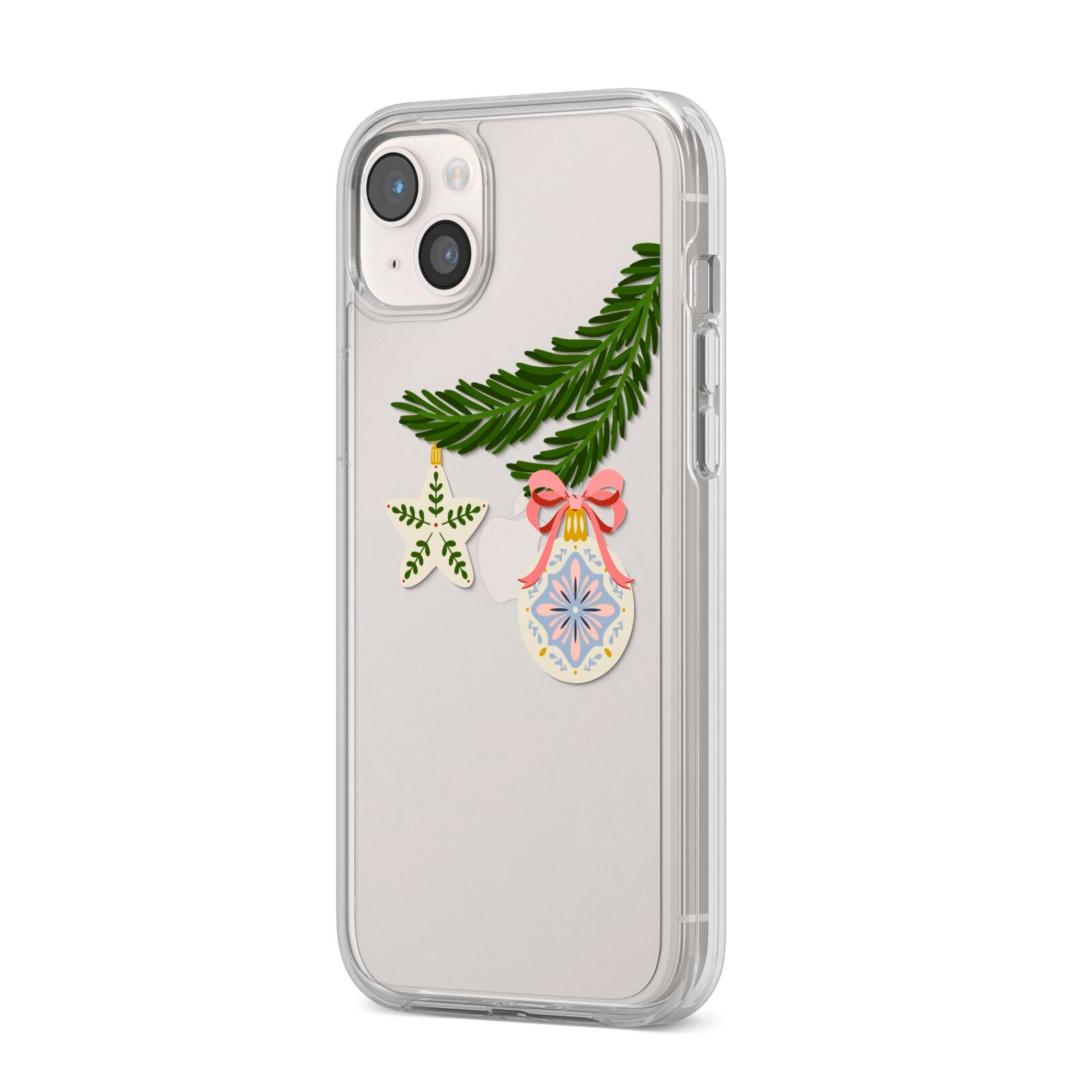 Christmas Tree Branch iPhone 14 Plus Clear Tough Case Starlight Angled Image