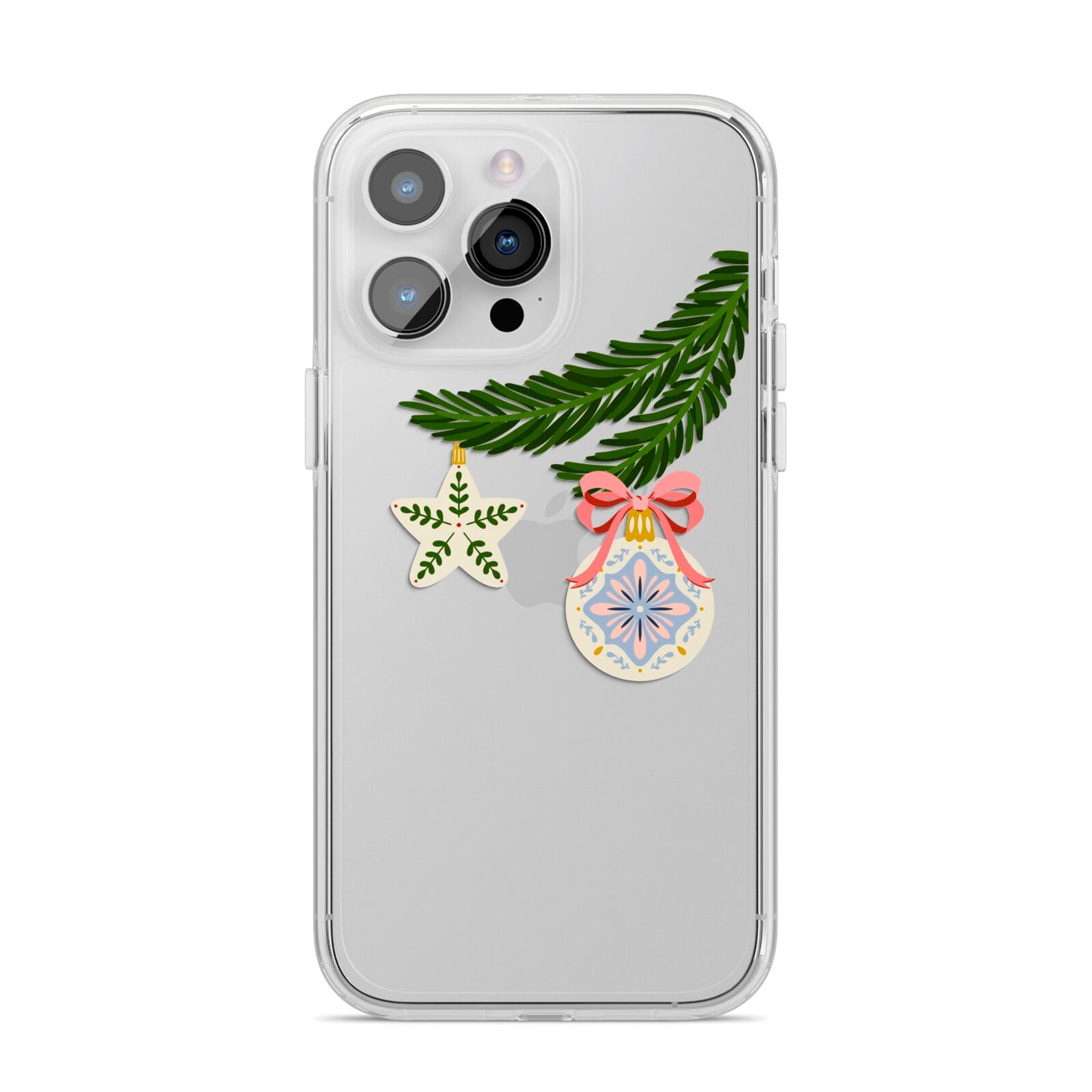 Christmas Tree Branch iPhone 14 Pro Max Clear Tough Case Silver