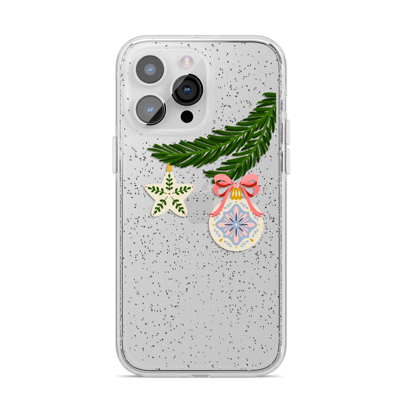 Christmas Tree Branch iPhone 14 Pro Max Glitter Tough Case Silver