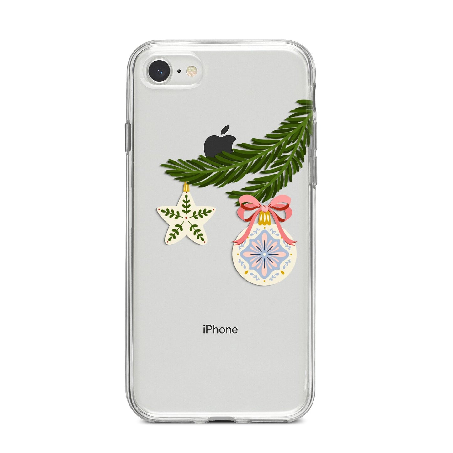 Christmas Tree Branch iPhone 8 Bumper Case on Silver iPhone