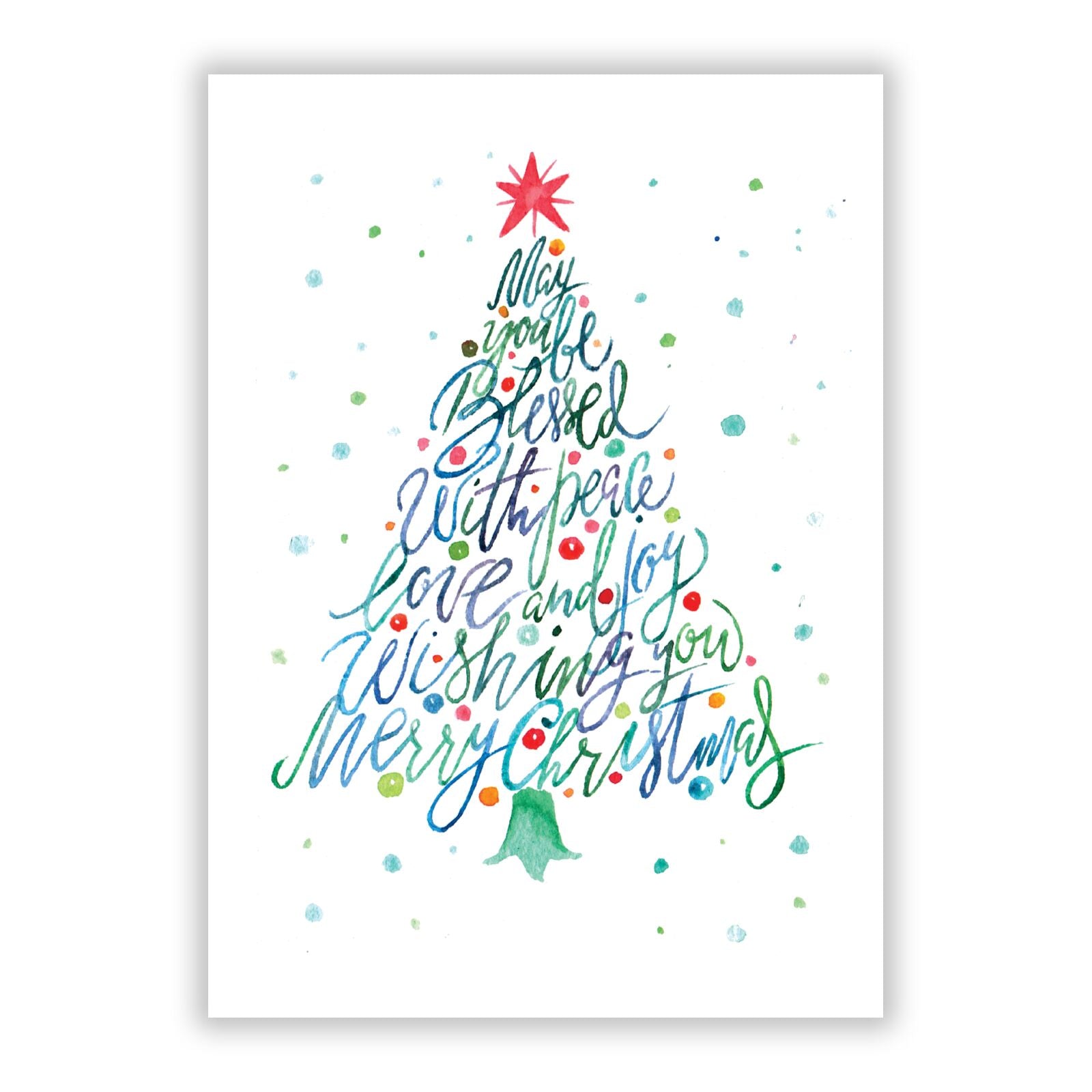 Christmas Tree Watercolour A5 Flat Greetings Card