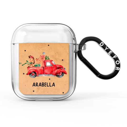 Christmas Truck Personalised AirPods Clear Case