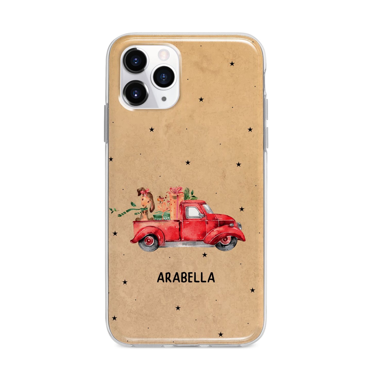 Christmas Truck Personalised Apple iPhone 11 Pro Max in Silver with Bumper Case