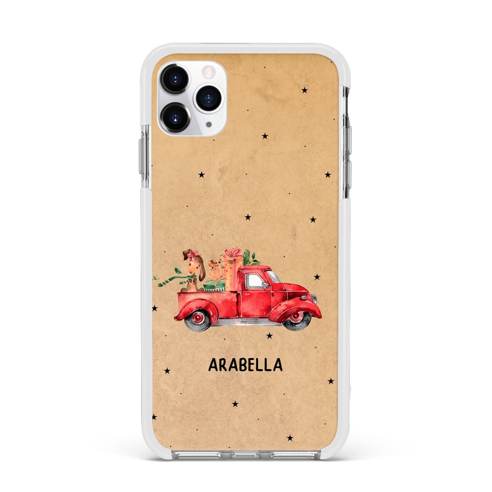 Christmas Truck Personalised Apple iPhone 11 Pro Max in Silver with White Impact Case