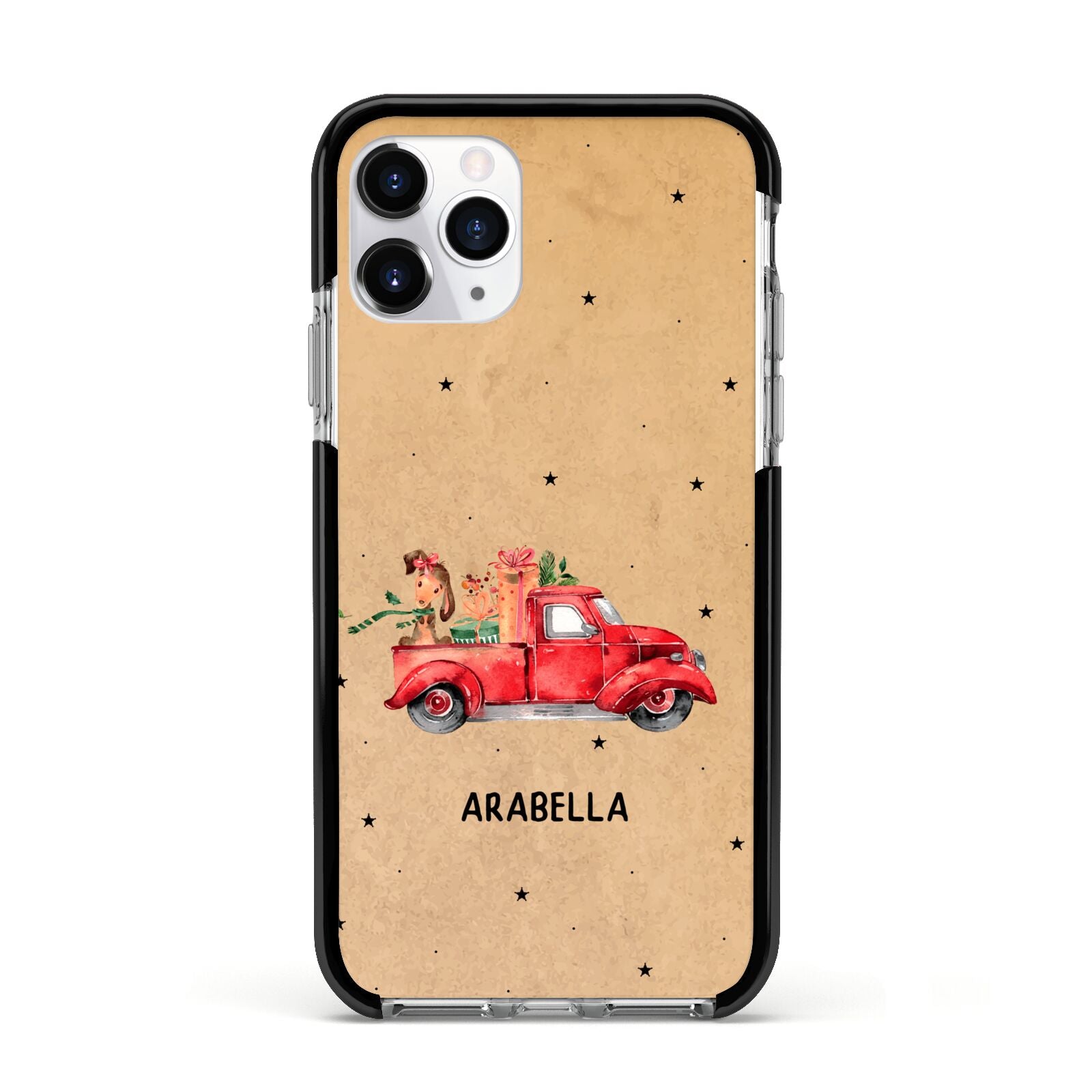 Christmas Truck Personalised Apple iPhone 11 Pro in Silver with Black Impact Case