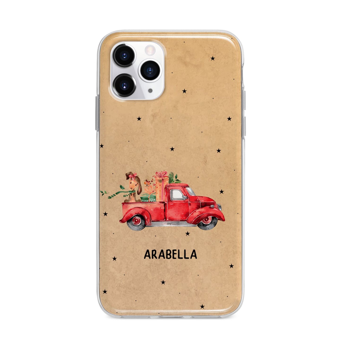 Christmas Truck Personalised Apple iPhone 11 Pro in Silver with Bumper Case