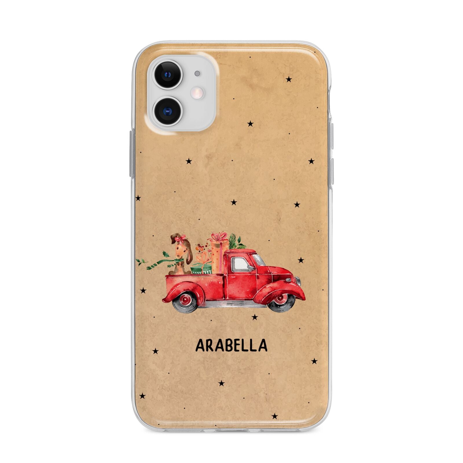 Christmas Truck Personalised Apple iPhone 11 in White with Bumper Case