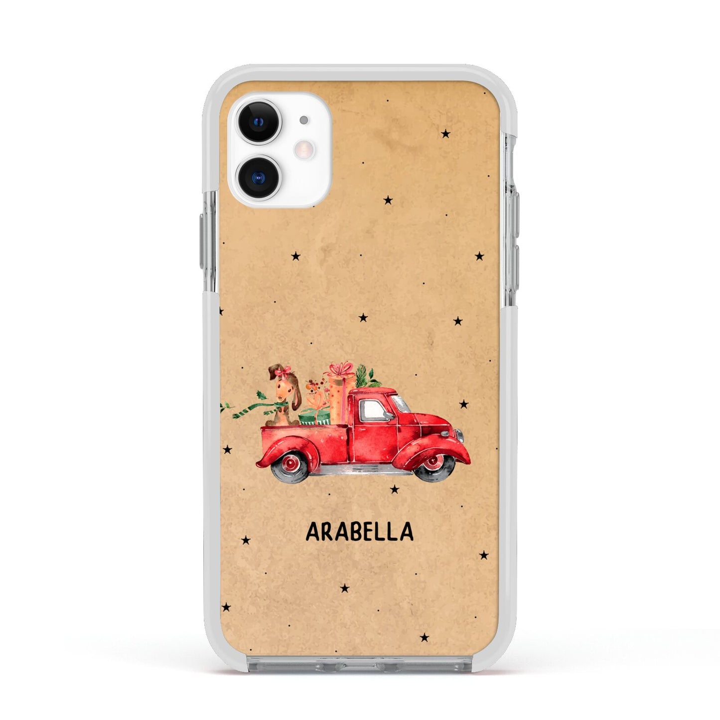 Christmas Truck Personalised Apple iPhone 11 in White with White Impact Case