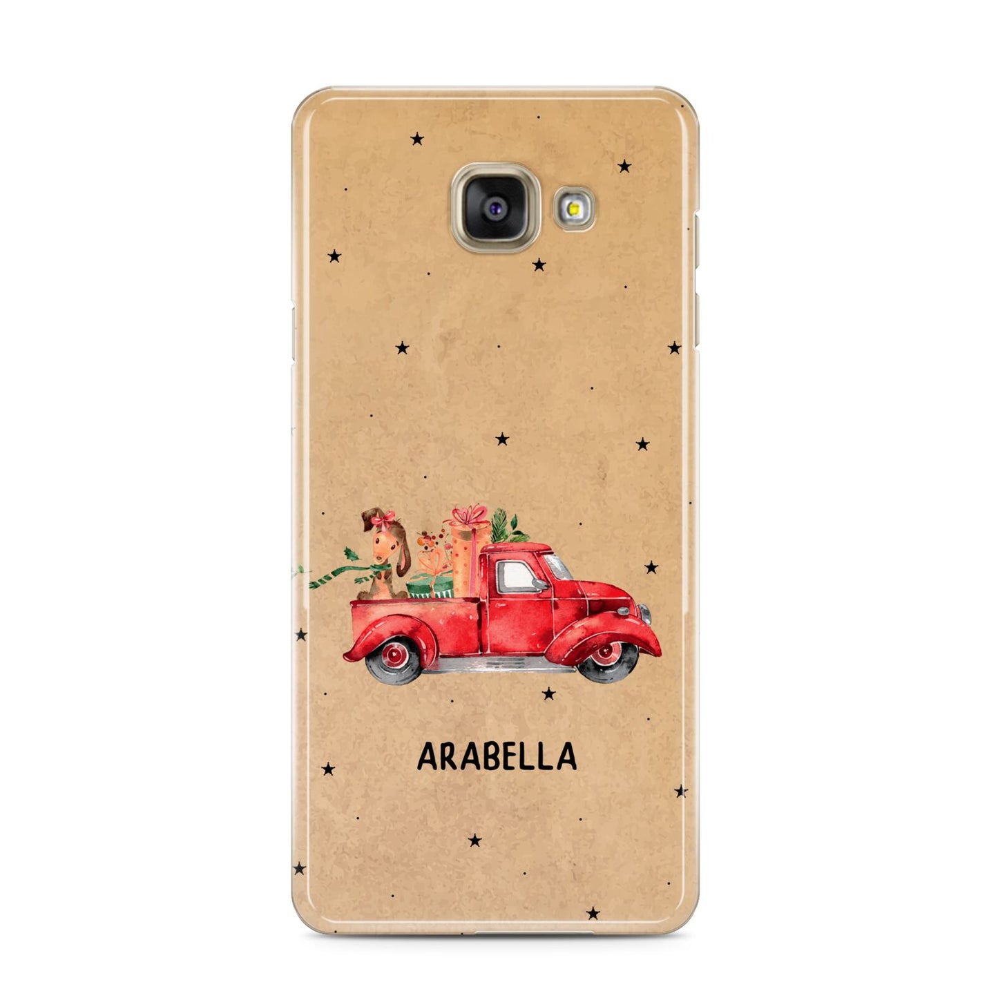 Christmas Truck Personalised Samsung Galaxy A3 2016 Case on gold phone