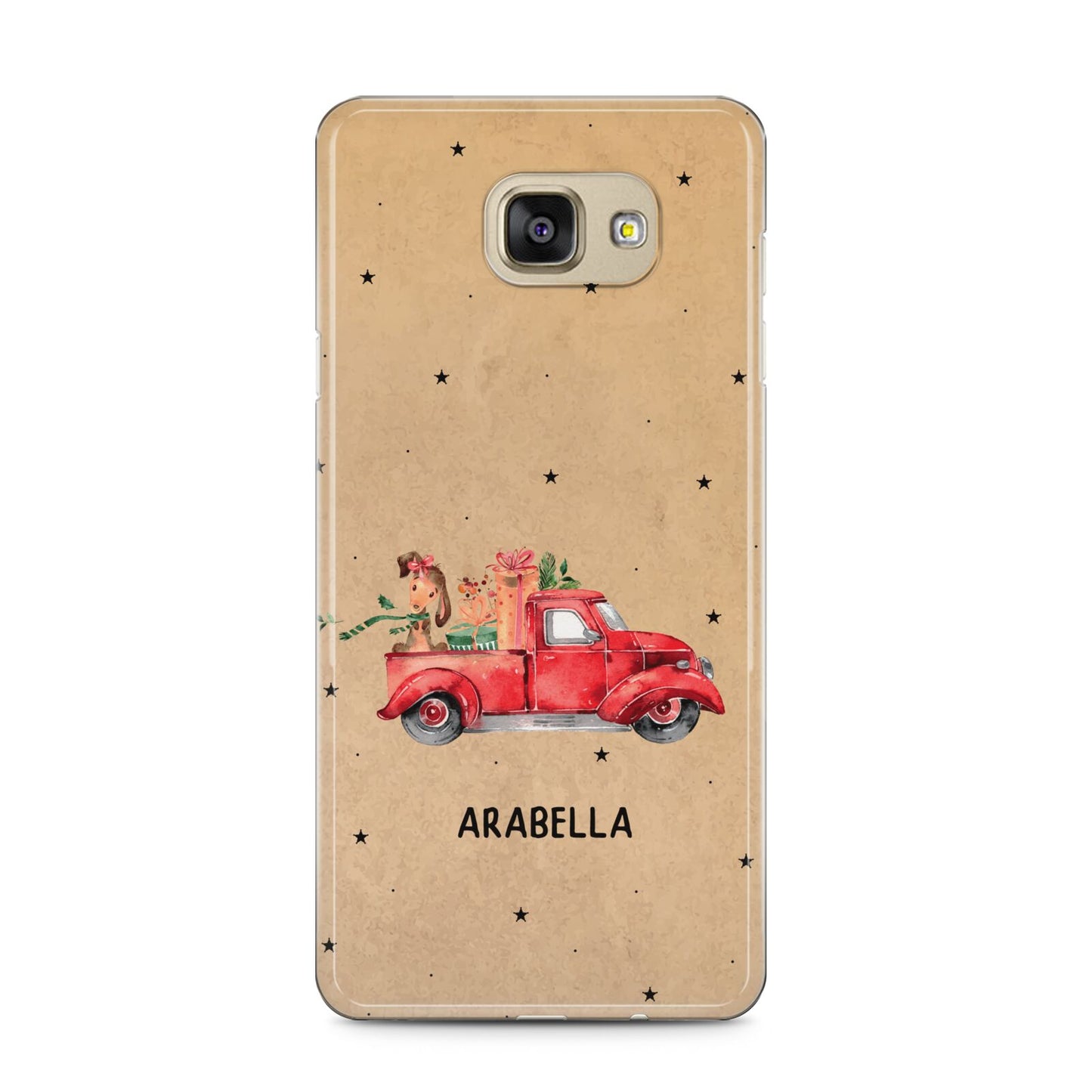 Christmas Truck Personalised Samsung Galaxy A5 2016 Case on gold phone