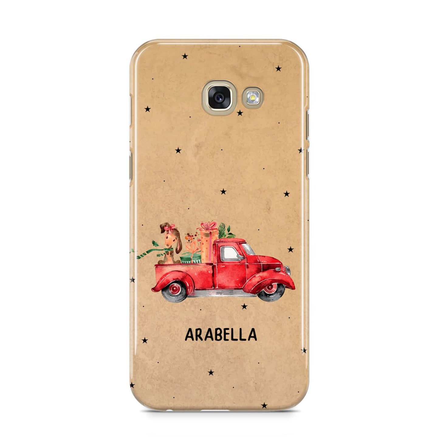 Christmas Truck Personalised Samsung Galaxy A5 2017 Case on gold phone