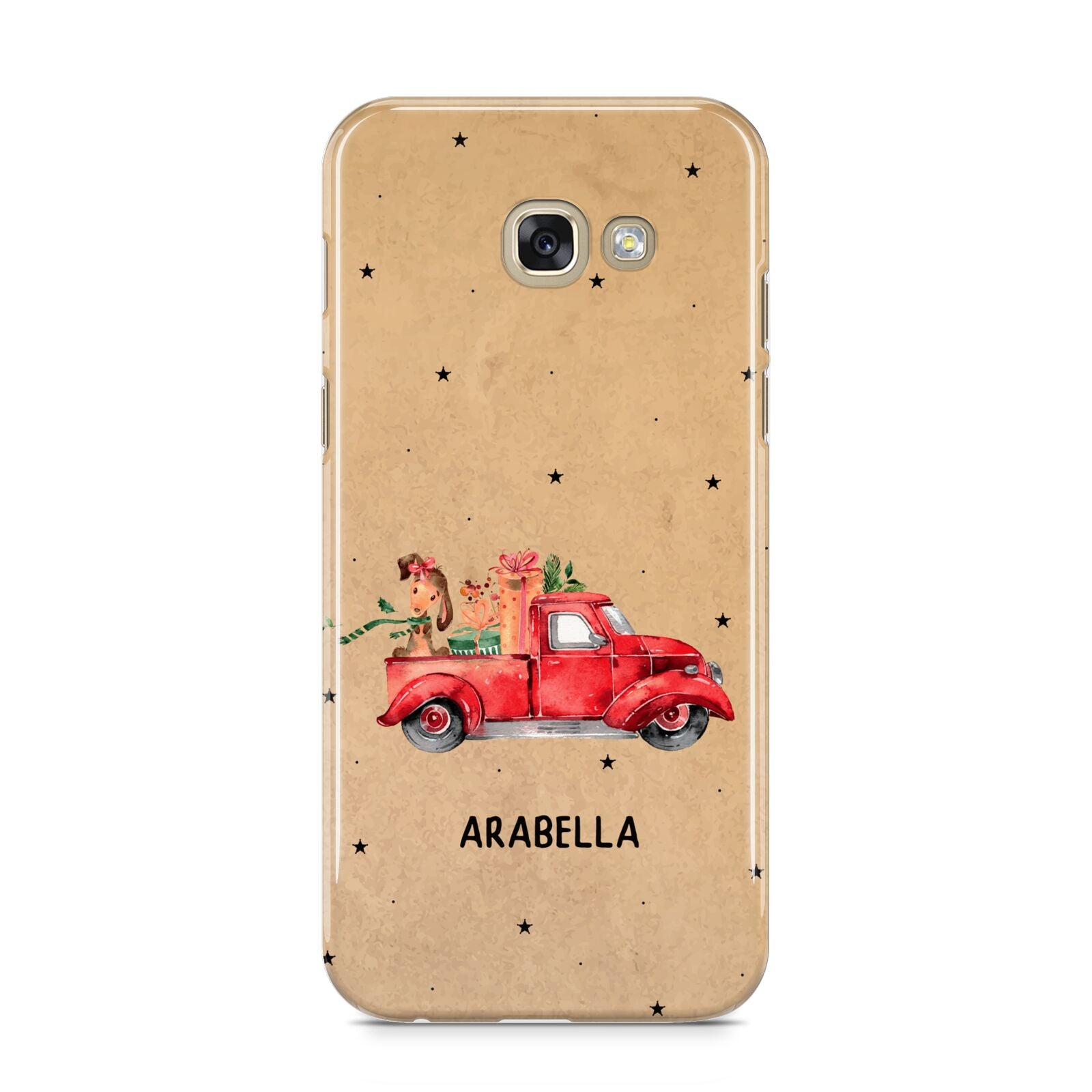 Christmas Truck Personalised Samsung Galaxy A5 2017 Case on gold phone